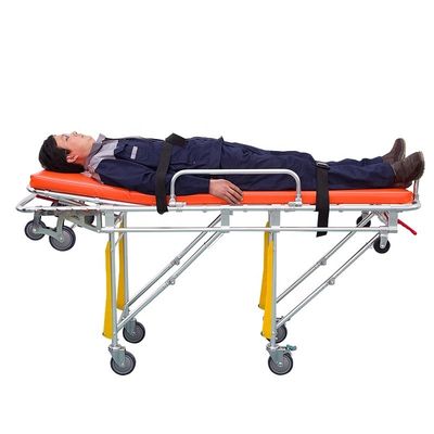 Aluminium Alloy Lipat Ambulans Stretcher Oranye Stretcher Bedah