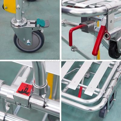Aluminium Alloy Lipat Ambulans Stretcher Oranye Stretcher Bedah