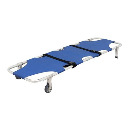 Bantuan Pertama OEM Stretcher Lipat Dengan Roda Dan Tali Pengaman