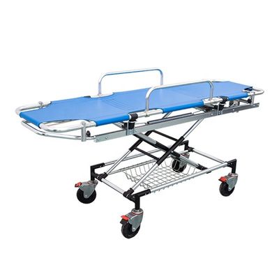 Ambulans Biru Tempat Tidur Stretcher Aluminium Alloy Transportasi Medical Stretcher