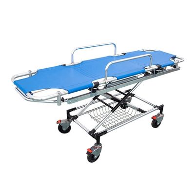 Ambulans Biru Tempat Tidur Stretcher Aluminium Alloy Transportasi Medical Stretcher