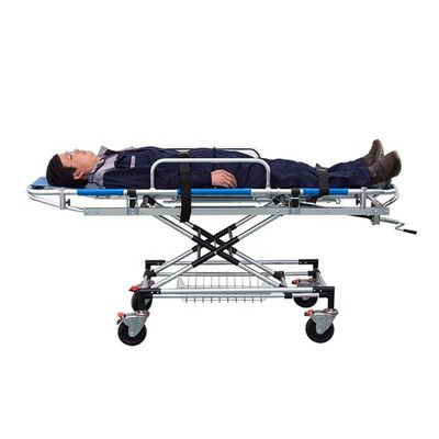 Ambulans Biru Tempat Tidur Stretcher Aluminium Alloy Transportasi Medical Stretcher