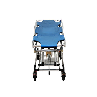 Ambulans Biru Tempat Tidur Stretcher Aluminium Alloy Transportasi Medical Stretcher