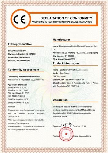 Cina Zhangjiagang Ruixin Medical Equipment Co., Ltd. Sertifikasi