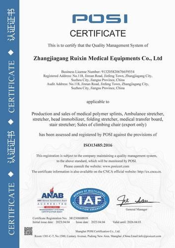 Cina Zhangjiagang Ruixin Medical Equipment Co., Ltd. Sertifikasi